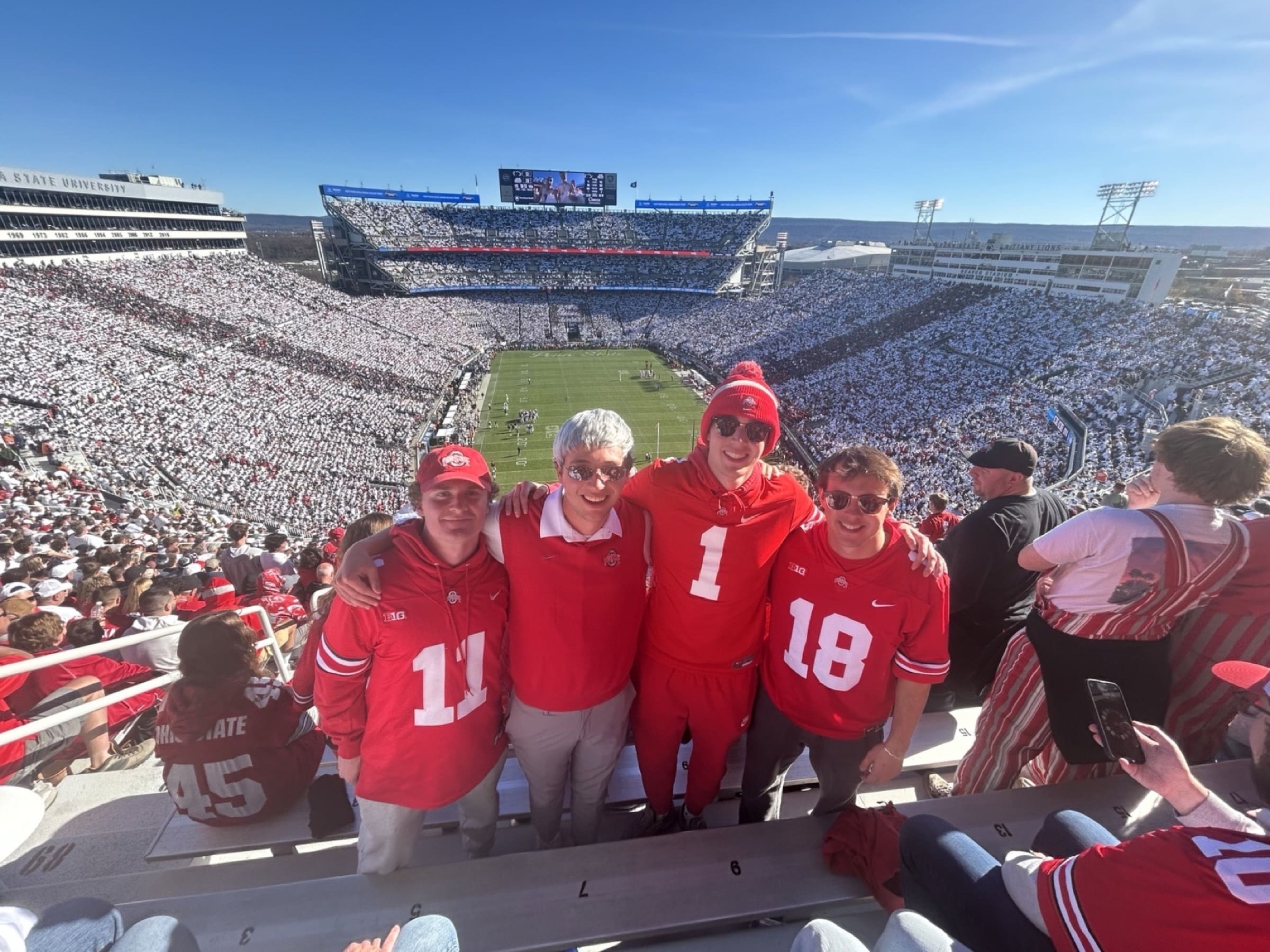 Alec Levine and friends inside a packed Beaver Stadium White Out