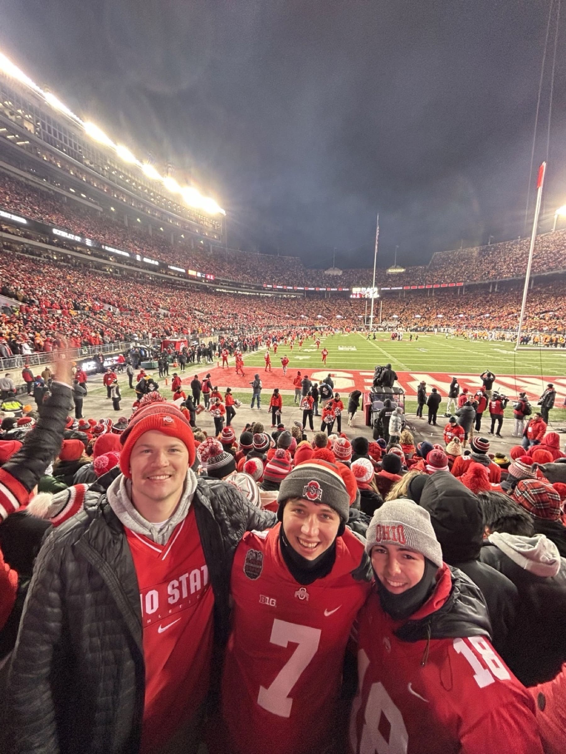 Alec Levine with family or friends at the Ohio State–Tennessee playoff game