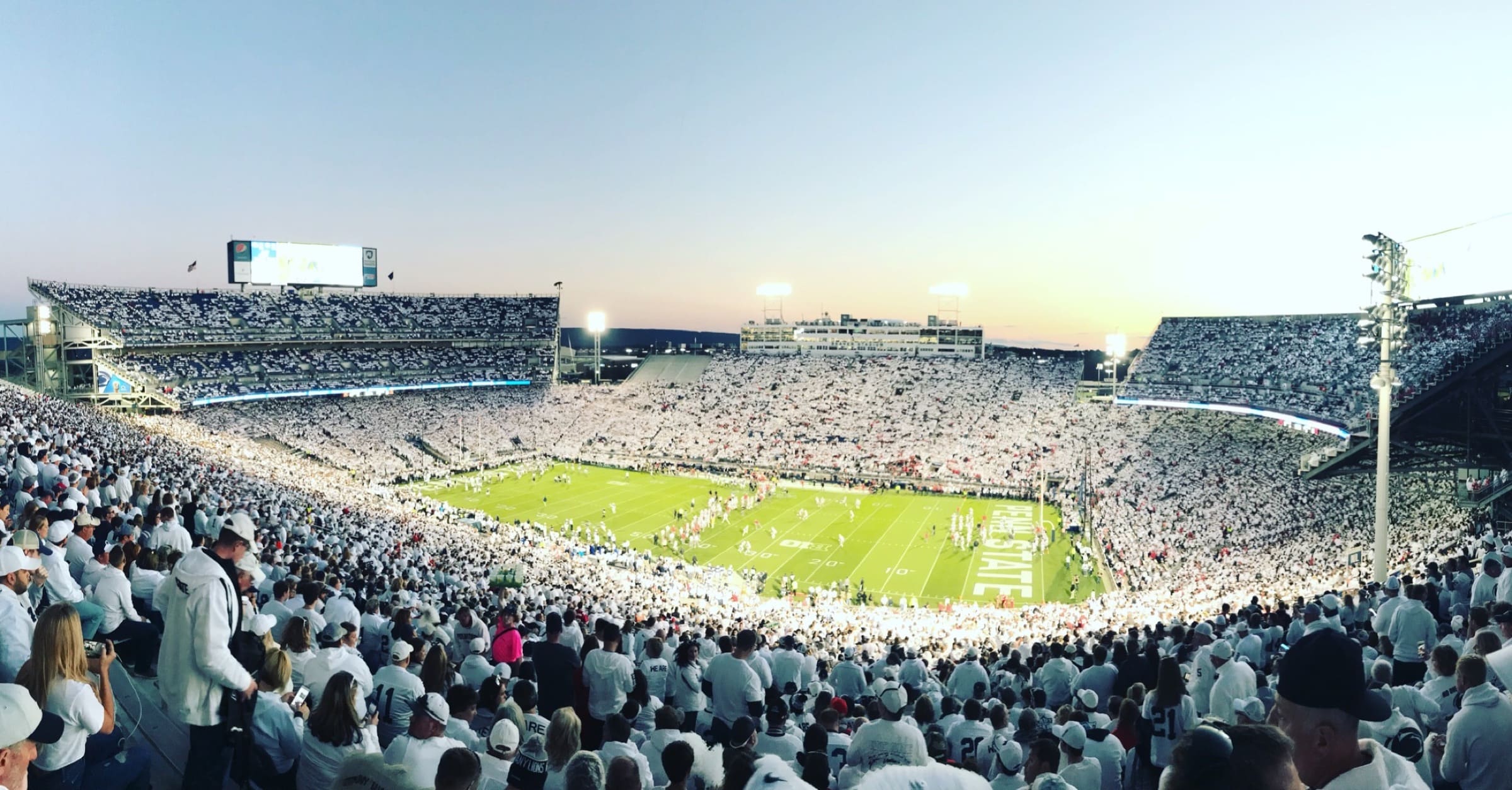 A White Out crowd filling Beaver Stadium
