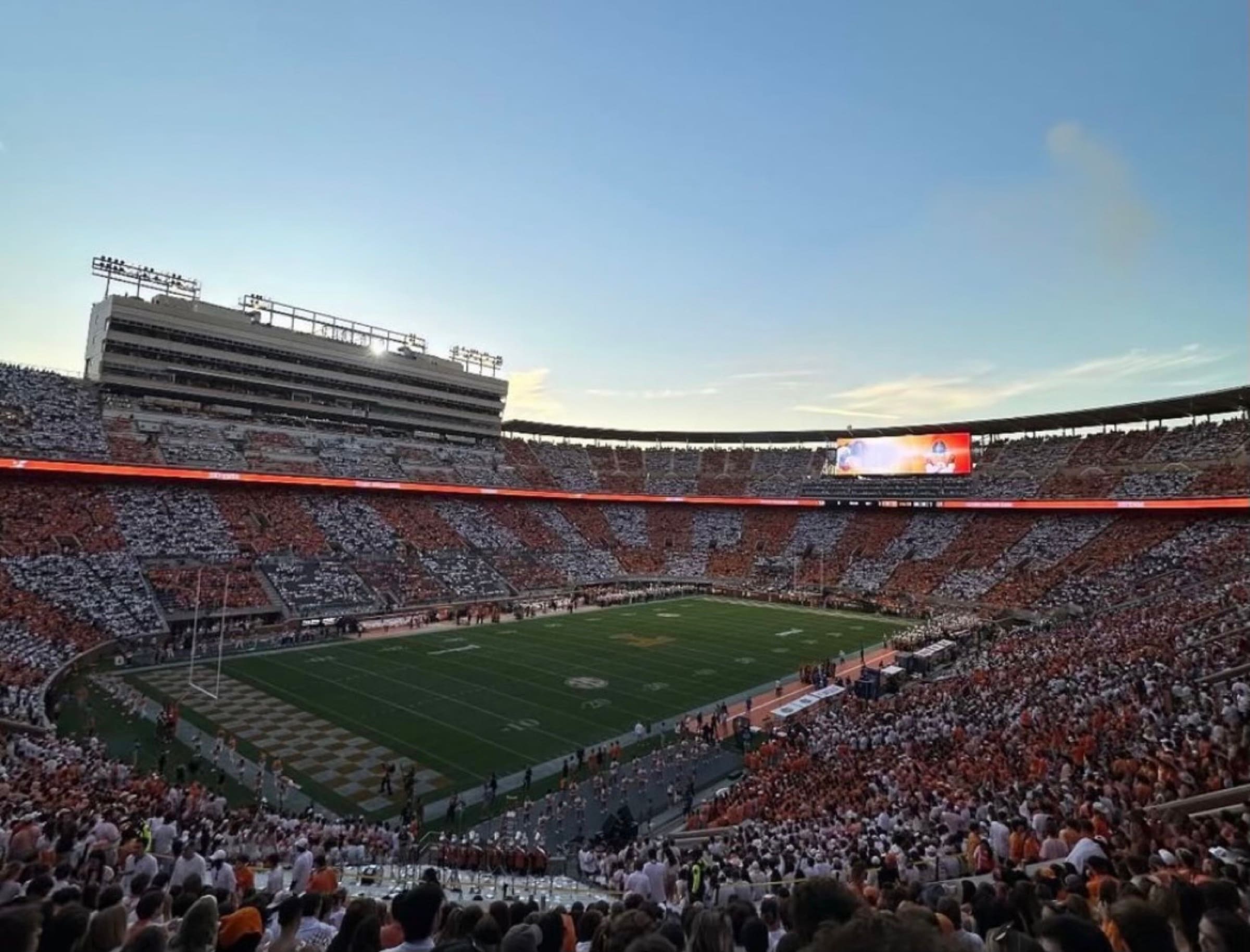 A checkerboard crowd filling Neyland Stadium